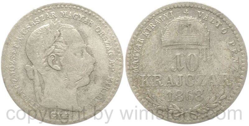 franz josef i., 10 krajczar 1868 gy.f, j 350a, silber, gering, selten! franz josef i., 10 krajczar 1868 gy.f, j 350a, silber, gering, selten!
