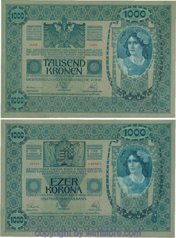 Österreich, franz josef i., p 08, 1000 kronen 2.1.1902, serie 1286; 3