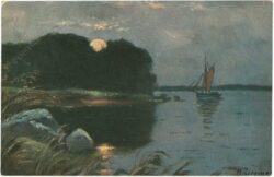 mondschein, fischerboot