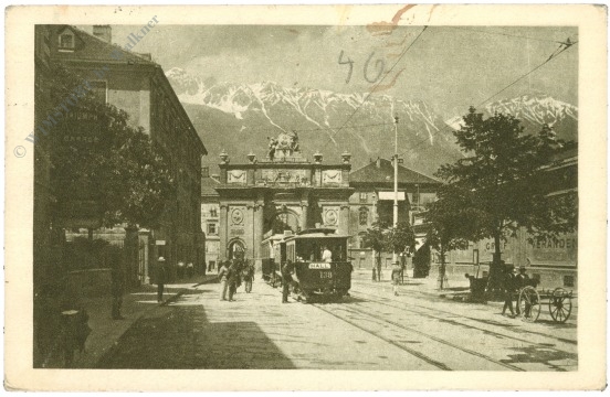 innsbruck, triumphpforte gegen nordkette