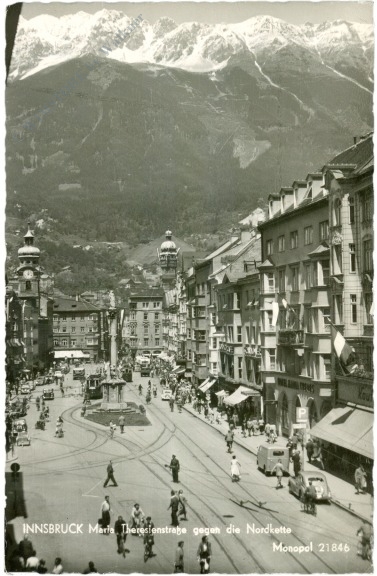 innsbruck, maria theresienstrasse gegen die nordkette
