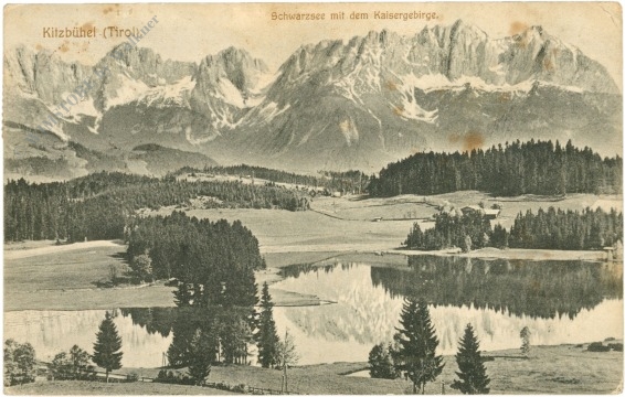 kitzbühel, schwarzsee mit dem kaisergebirge