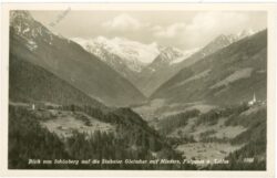 telfes, blick von schönberg auf die stubaier gletscher mit mieders, fulpmes und telfes