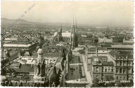 wien 1, blick vom rathaus, votivkirche, universität