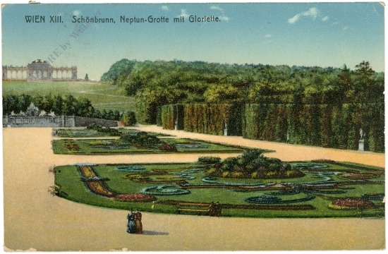 wien 13, schloss schönbrunn, neptun grotte mit gloriette wien 13, schloss schönbrunn, neptun grotte mit gloriette