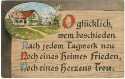 o glücklich, wem beschieden ...