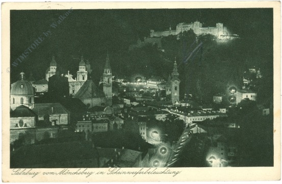 salzburg, vom mönchsberg in scheinwerferbeleuchtung salzburg, vom mönchsberg in scheinwerferbeleuchtung