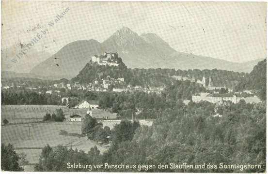 salzburg, von parsch aus gegen den stauffen und das sonntagshorn