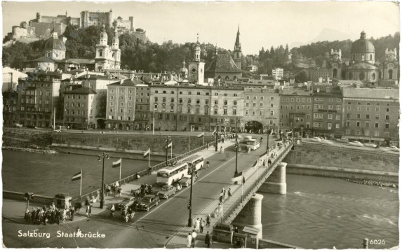 salzburg, staatsbrücke mit hotel steih