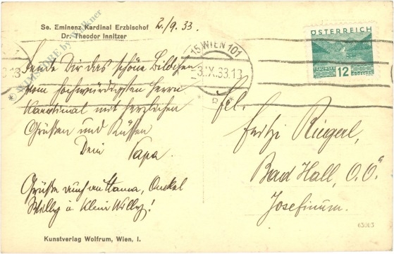 se. eminenz kardinal erzbischof dr. theodor innitzer