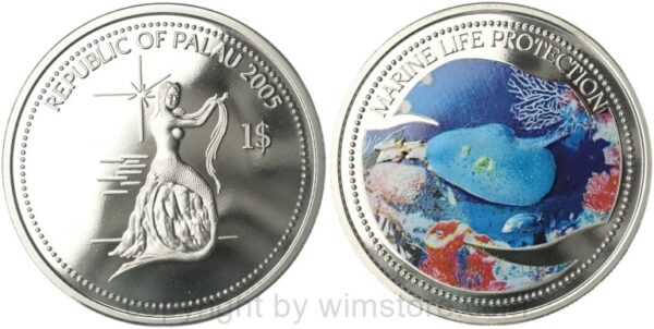 palau, 1 dollar 2005, rochen, km 255, ku/ni, pp, mit kapsel