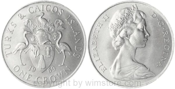 turks & caicos inseln, 1 crown 1969, km 1, ku/ni, st (kopie)