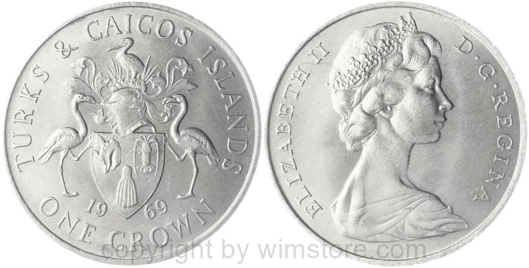 turks & caicos inseln, 1 crown 1969, km 1, ku/ni, st (kopie)