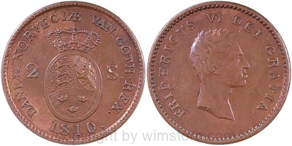 dänemark, 2 skilling 1810, km 663, kupfer, vz