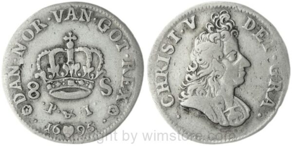 dänemark, 8 skilling 1695, kopenhagen, silber, s