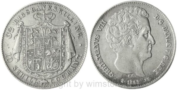 dänemark, 16 skilling rigsmont 1857, km 765, silber, ss (kopie)