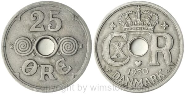 dänemark, 25 Öre 1930 n gj, km 823.2, ku/ni, ss