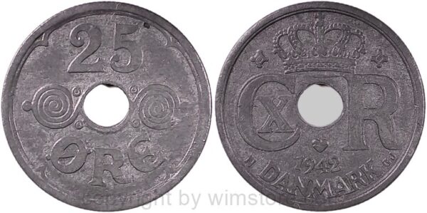 dänemark, 25 Öre 1935 n gj, km 823.2a, zink, ss