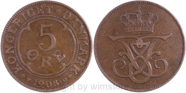 dänemark, 5 Öre 1904, km 794.2, bronze, ss, kl. rsn. (kopie)