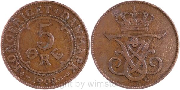 dänemark, 5 Öre 1904, km 794.2, bronze, ss, kl. rsn. (kopie)