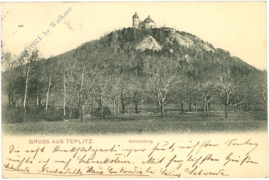 teplice (teplitz schönau), gruss aus, schlossberg