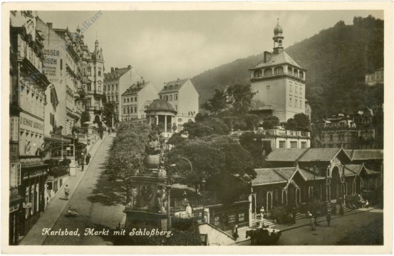 karlovy vary (karlsbad), markt mit schloßberg