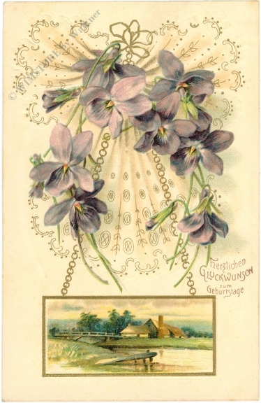 geburtstag: blumen mit landschaftsbild geburtstag: blumen mit landschaftsbild