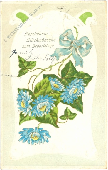 geburtstag: blumen mit schleife