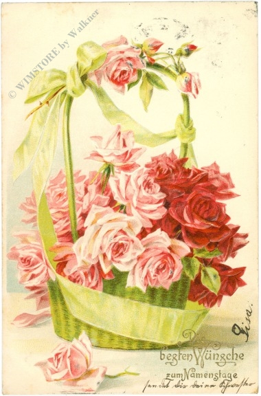 namenstag: korb voller rosen