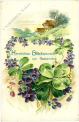 namenstag: veilchenkranz mit landschaftsbild