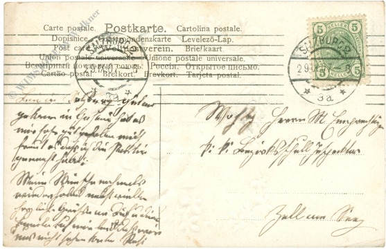 namenstag: veilchenkranz mit landschaftsbild