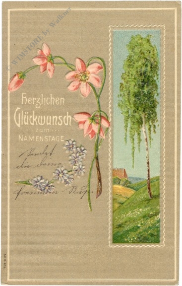 namenstag: birke und blumen