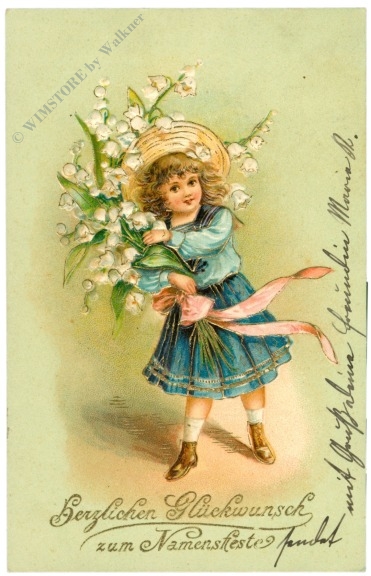 namenstag: mädchen mit maiglöckchen