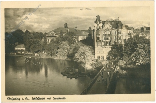 königsberg, schloßteich mit stadthalle königsberg, schloßteich mit stadthalle