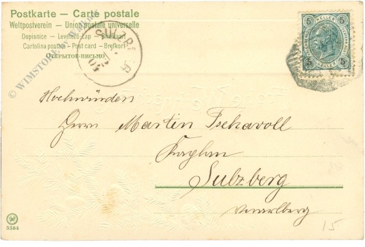 weihnachten: zweig mit zapfen und landschaft