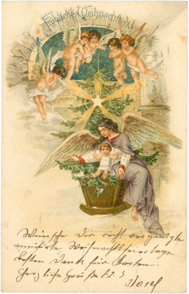 weihnachten: jesus mit engel