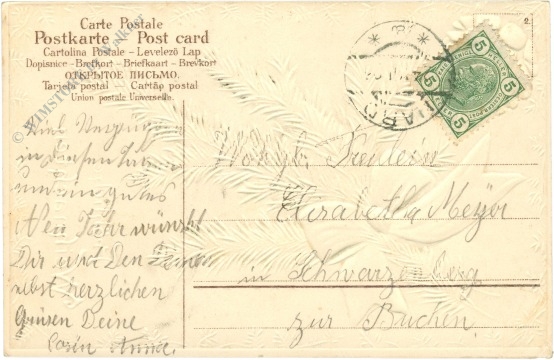 weihnachten: zweig mit band