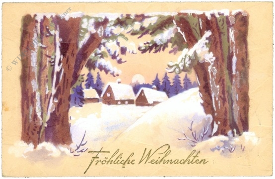 weihnachten: verschneite häuser