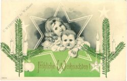 weihnachten: kinder mit zweigen und kerzen