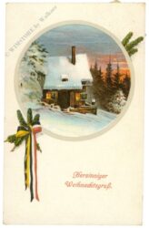 weihnachten: verschneites haus