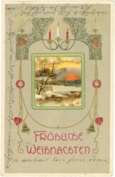 weihnachten: verschneites dorf