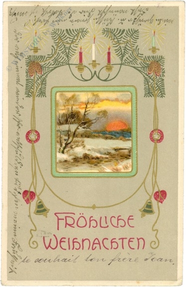 weihnachten: verschneites dorf
