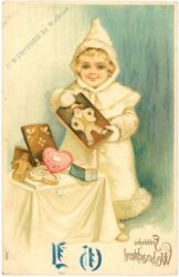 weihnachten: kind mit lebkuchen