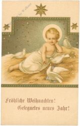 weihnachten: jesus mit tauben