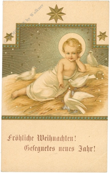 weihnachten: jesus mit tauben