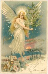 weihnachten: weihnachtsengel mit baum