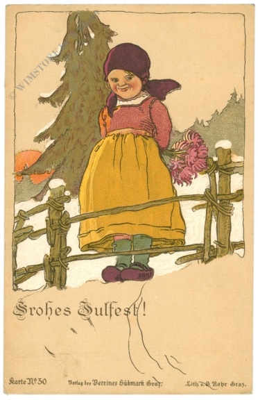 weihnachten: dame am zaun