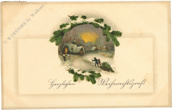 weihnachten: verschneites dorf