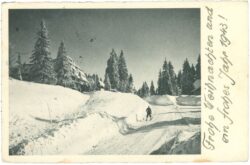 weihnachten: verschneite straße