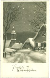 weihnachten: verschneites dorf